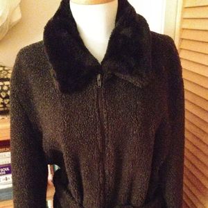 Sandro Belted Charcoal Berber Fleece Jacket Size L